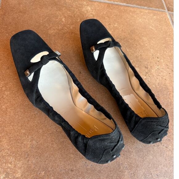 Linea Paolo Soft Square Toe Driving Shoe Style Suede Ballet Flats w Ties sz 9.5 - Picture 13 of 16
